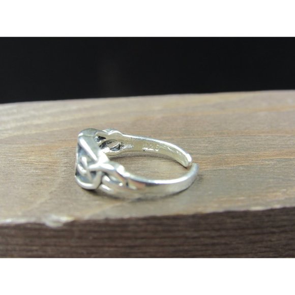 Size 2.25 Sterling Silver Double Celtic Knot Toe Band Ring Vintage Statement - Picture 5 of 8